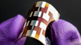 Photo credit: Dennis Schroeder/National Renewable Energy Laboratory.  A solar cell made with perovskite, shown here, shows promise as an energy-efficient, scalable and longer-lasting way to create solar panels – and may be recycled for even greater sustainability.